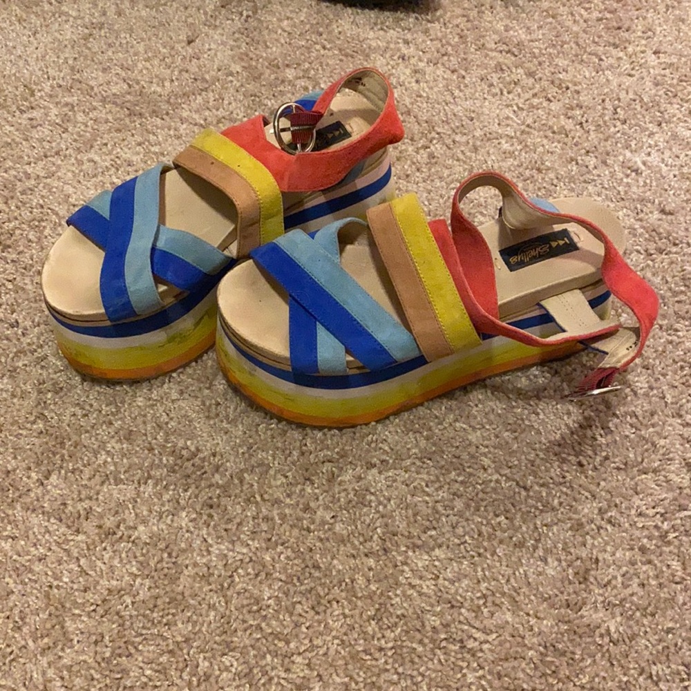 Rainbow platform sandals
